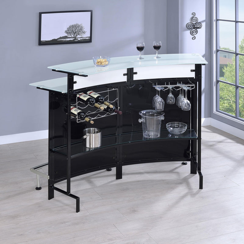 Keystone Curved Glass Top Home Bar Wine Cabinet Black - alternate view