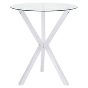 Denali Round 35-inch Glass Top Bistro Bar Table Chrome - alternate view