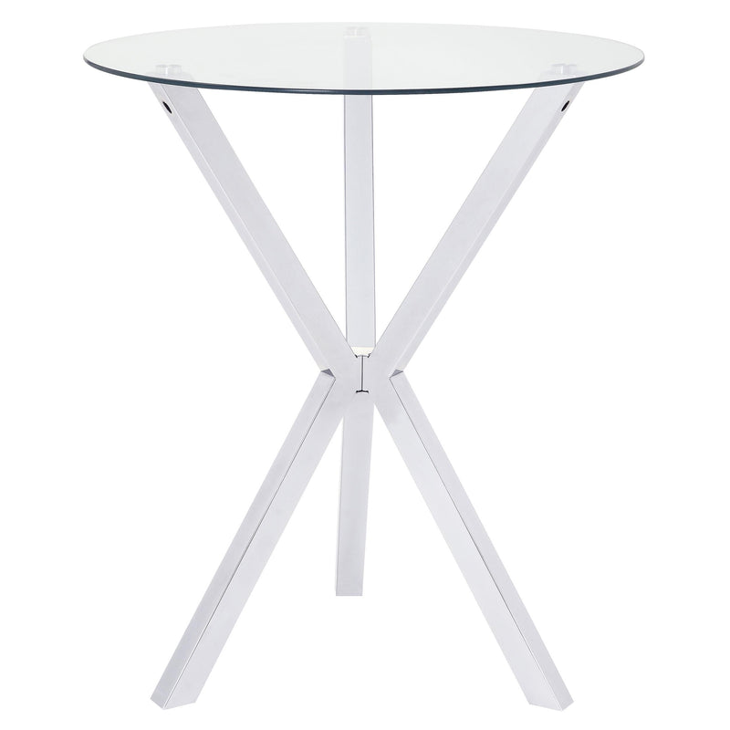 Denali Round 35-inch Glass Top Bistro Bar Table Chrome - alternate view