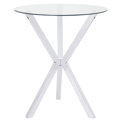 Denali Round 35-inch Glass Top Bistro Bar Table Chrome - alternate view