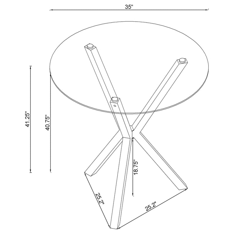 Denali Round 35-inch Glass Top Bistro Bar Table Chrome - detail 3