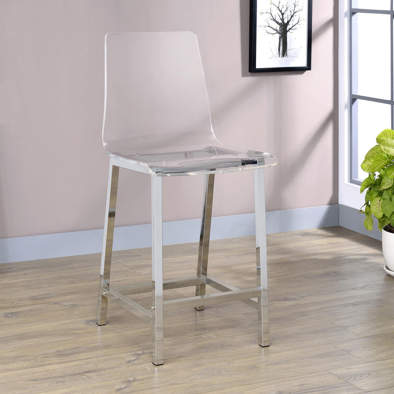 Juelia Clear Acrylic Counter Chair Chrome (Set of 2) - alternate view