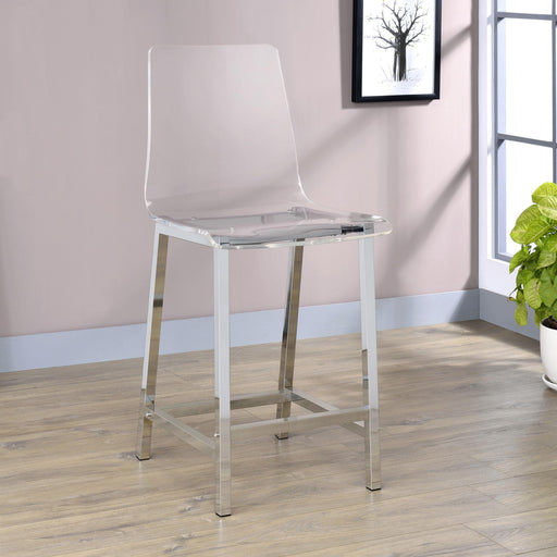 Juelia Clear Acrylic Counter Chair Chrome (Set of 2) - alternate view