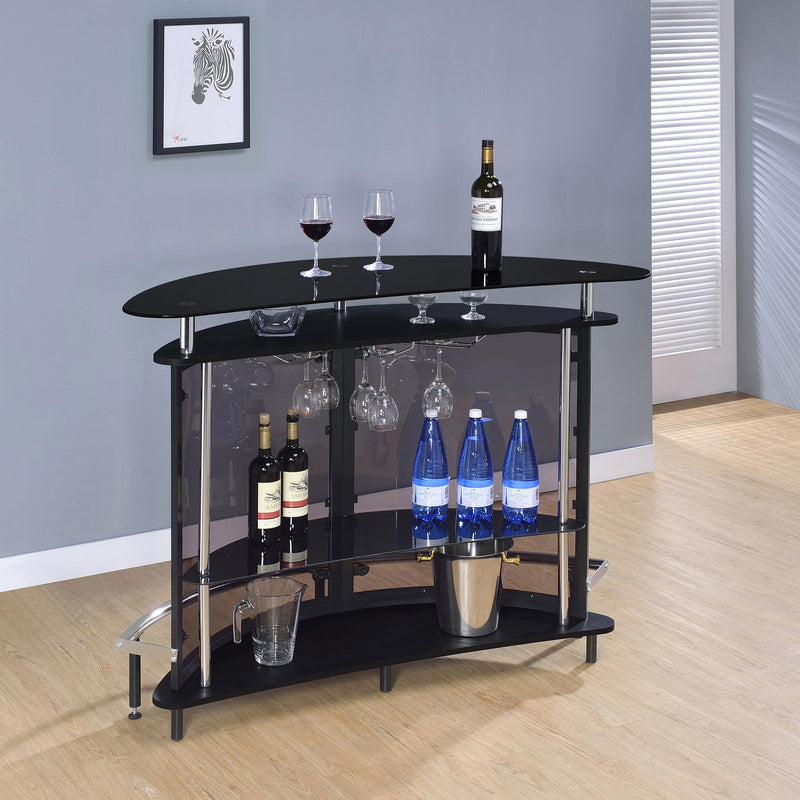 Amarillo Freestanding Glass Top Home Bar Wine Cabinet Black - alternate view