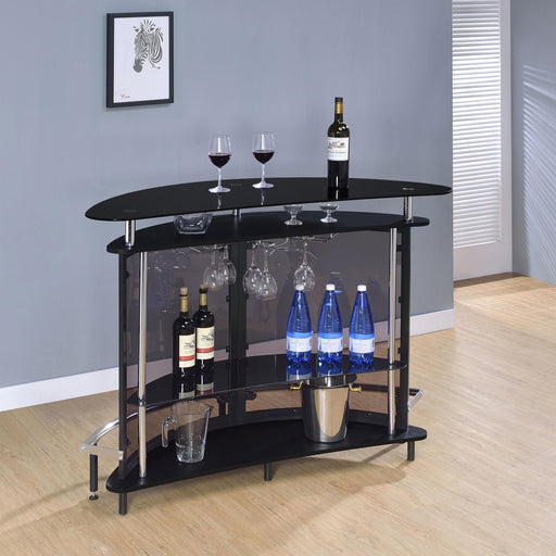 Amarillo Freestanding Glass Top Home Bar Wine Cabinet Black - alternate view