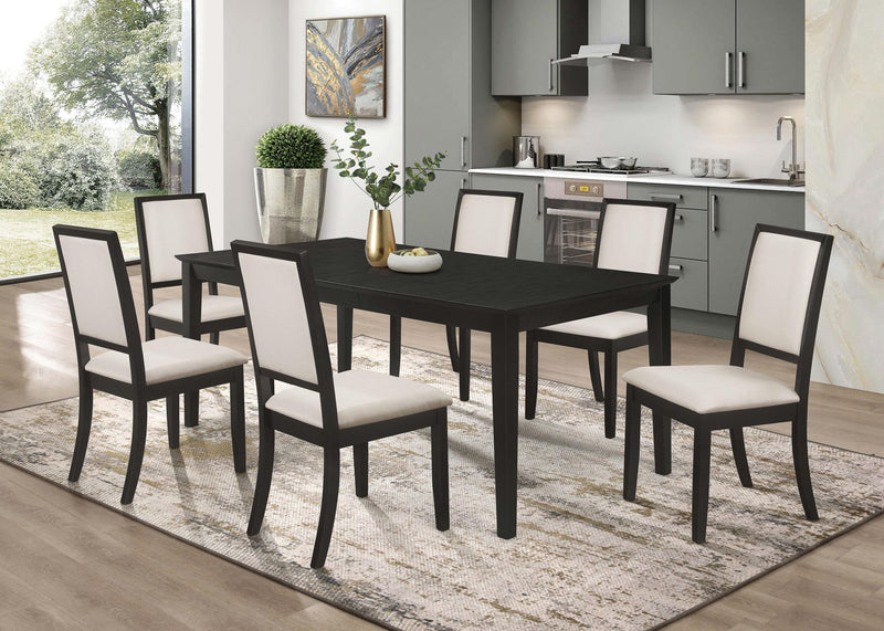 Louise Rectangular 78-inch Extension Leaf Dining Table Black - detail 6