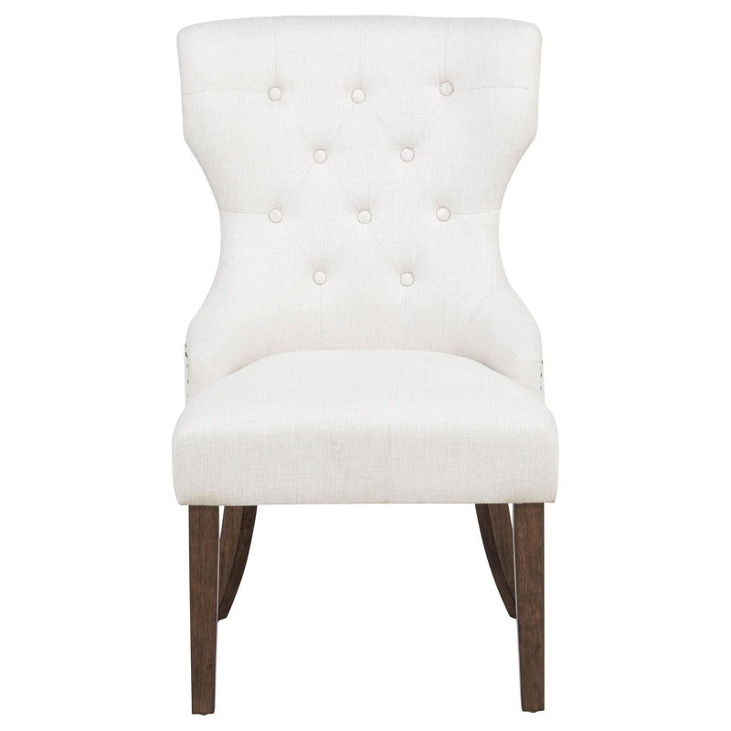 Baney Fabric Upholstered Dining Side Chair Cream and Dark Oak - detail 3