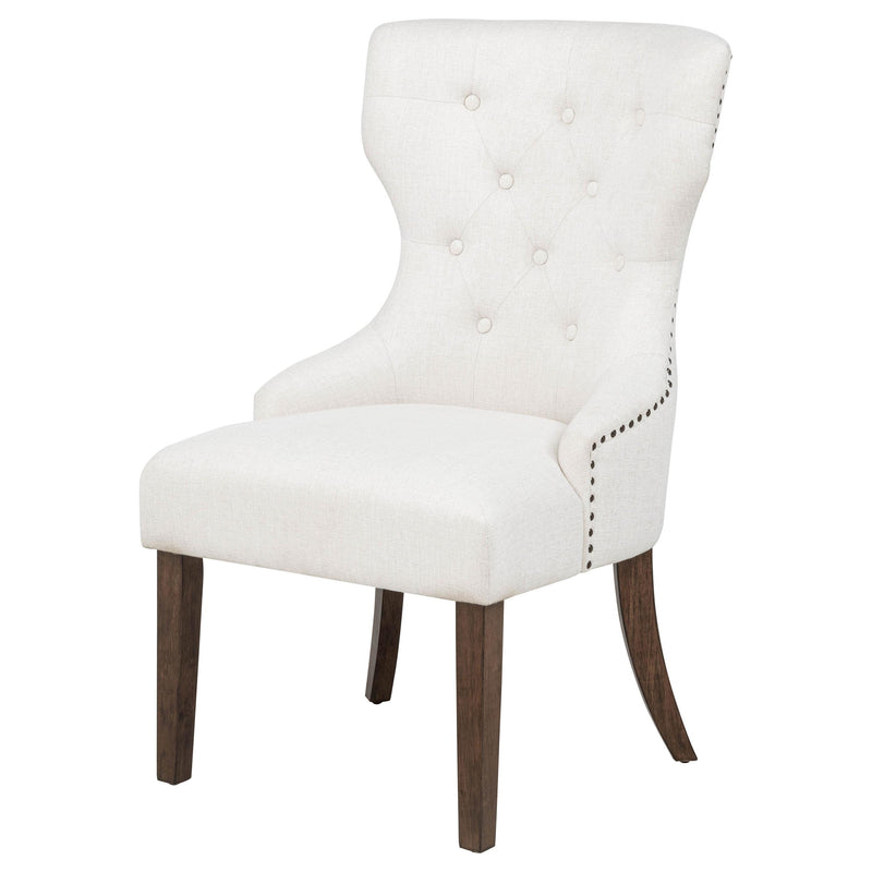 Baney Fabric Upholstered Dining Side Chair Cream and Dark Oak - detail 4