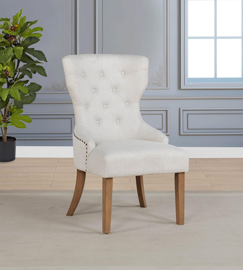 Baney Fabric Upholstered Dining Side Chair Beige and Rustic Honey