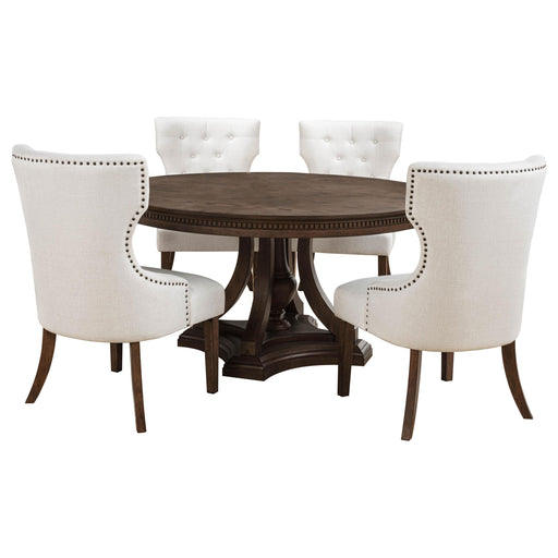 Ridgewell 5-piece Round Pedestal Dining Set Dark Oak - alternate view