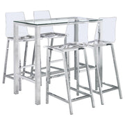 Tolbert 5-piece Bar Set with Acrylic Chairs Clear and Chrome - alternate view