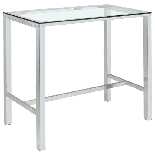 Tolbert Rectangular 47-inch Glass Top Pub Bar Table Chrome - alternate view