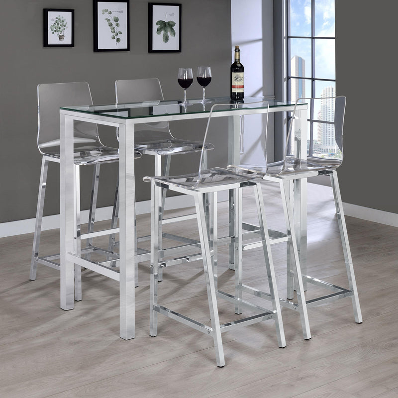 Tolbert Rectangular 47-inch Glass Top Pub Bar Table Chrome - detail 6