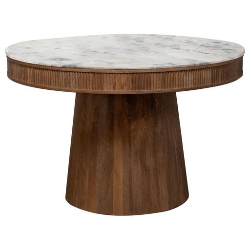 Ortega Round 46-inch Marble Top Wood Dining Table Natural - alternate view