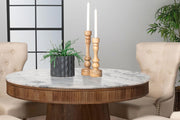 Ortega Round 46-inch Marble Top Wood Dining Table Natural - detail 4