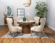 Ortega Round 46-inch Marble Top Wood Dining Table Natural - detail 7
