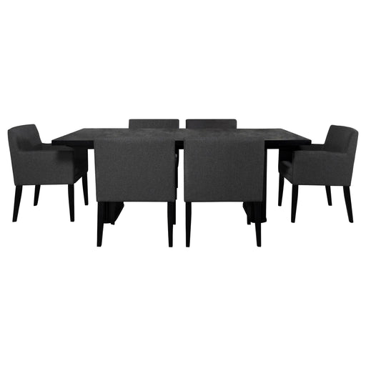 Catherine 7-piece Rectangular Dining Table Set Black - alternate view