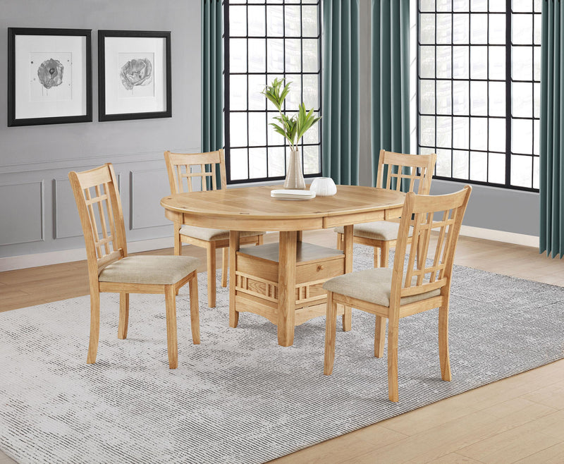 Lavon 5-piece Oval Extension Leaf Dining Set Light Oak