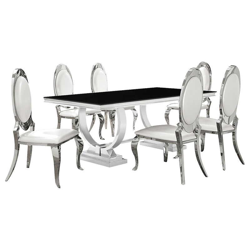 Antoine 7-piece Rectangular Glass Top Dining Set Chrome - alternate view