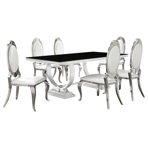 Antoine 7-piece Rectangular Glass Top Dining Set Chrome - alternate view