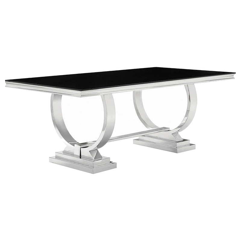 Antoine Rectangular 95-inch Glass Top Dining Table Black - alternate view
