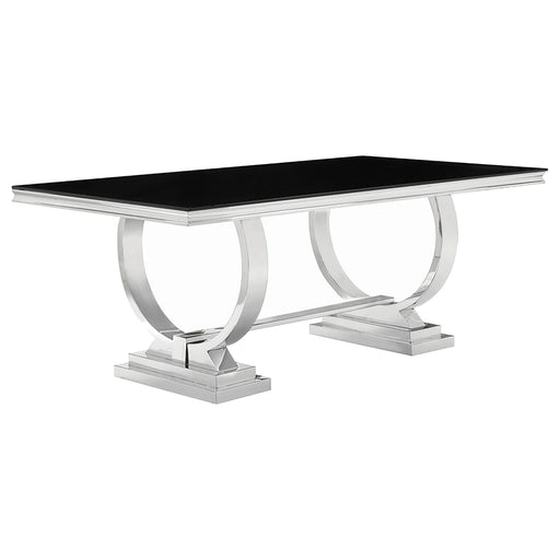 Antoine Rectangular 95-inch Glass Top Dining Table Black - alternate view