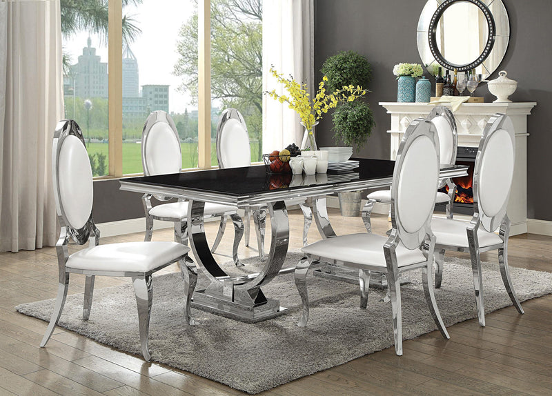 Antoine Rectangular 95-inch Glass Top Dining Table Black - detail 4