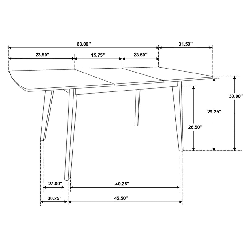 Alfredo 63-inch Extension Leaf Dining Table Natural Walnut - detail 7