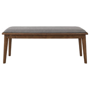 Alfredo Upholstered Dining Bench Grey and Natural Walnut - detail 3