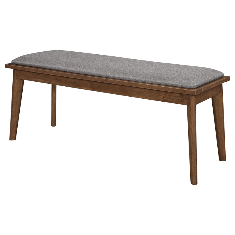 Alfredo Upholstered Dining Bench Grey and Natural Walnut - detail 4