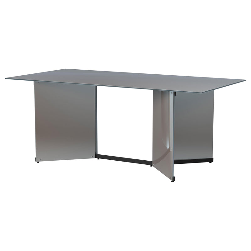 Emery 76-inch Rectangular Mirrored Dining Table Silver - detail 4