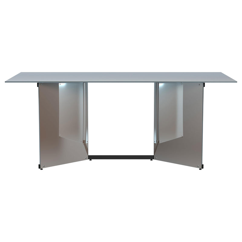 Emery 76-inch Rectangular Mirrored Dining Table Silver - detail 7