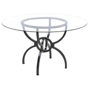 Aviano Round 48-inch Glass Top Metal Dining Table Gunmetal - alternate view