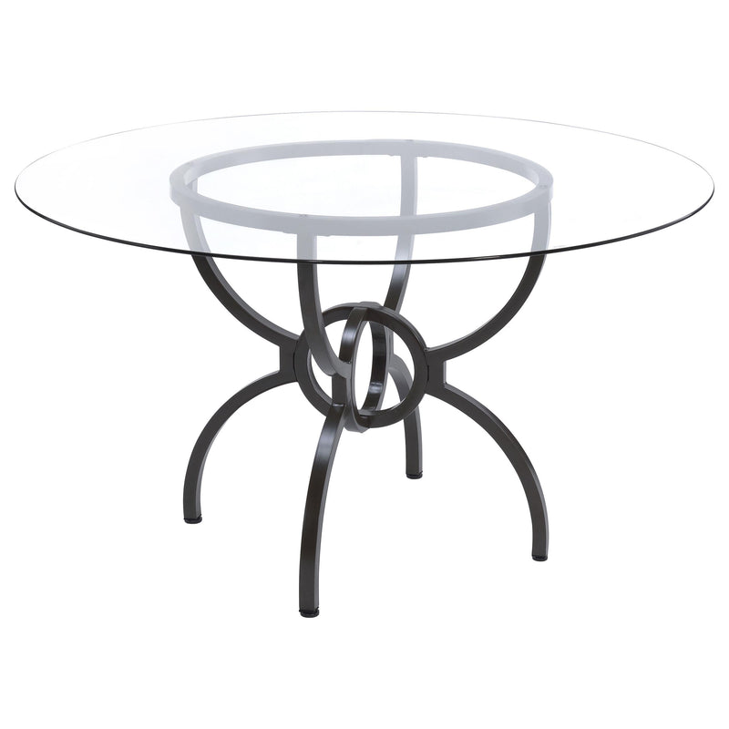 Aviano Round 48-inch Glass Top Metal Dining Table Gunmetal - alternate view