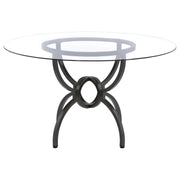 Aviano Round 48-inch Glass Top Metal Dining Table Gunmetal - detail 3
