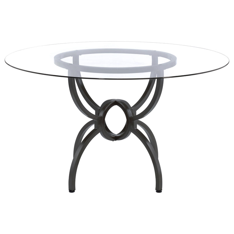 Aviano Round 48-inch Glass Top Metal Dining Table Gunmetal - detail 3