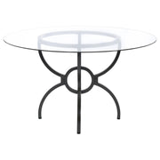 Aviano Round 48-inch Glass Top Metal Dining Table Gunmetal - detail 4