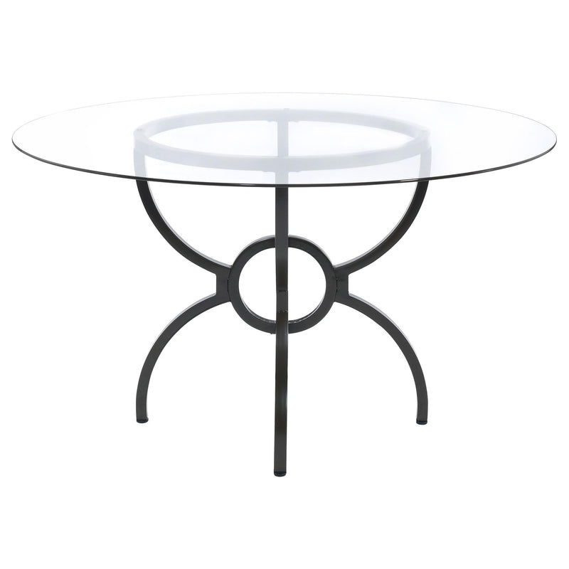 Aviano Round 48-inch Glass Top Metal Dining Table Gunmetal - detail 4