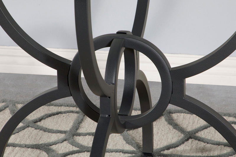 Aviano Round 48-inch Glass Top Metal Dining Table Gunmetal - detail 7
