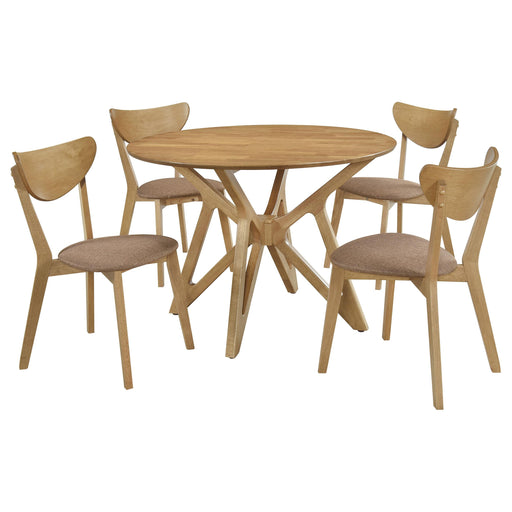 Elowen 5-piece Round Solid Wood Dining Set Light Walnut - alternate view