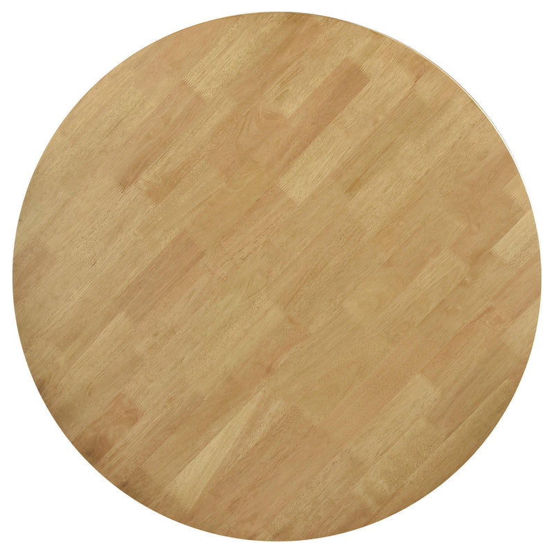 Elowen Round 42-inch Solid Wood Dining Table Light Walnut - detail 4