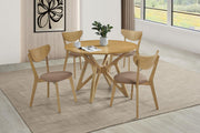 Elowen Round 42-inch Solid Wood Dining Table Light Walnut - detail 7