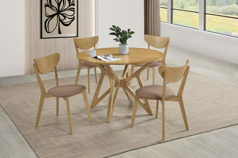 Elowen Round 42-inch Solid Wood Dining Table Light Walnut - detail 7