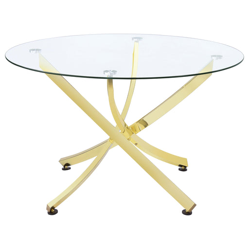 Beckham Round 46-inch Glass Top Dining Table Brass - alternate view