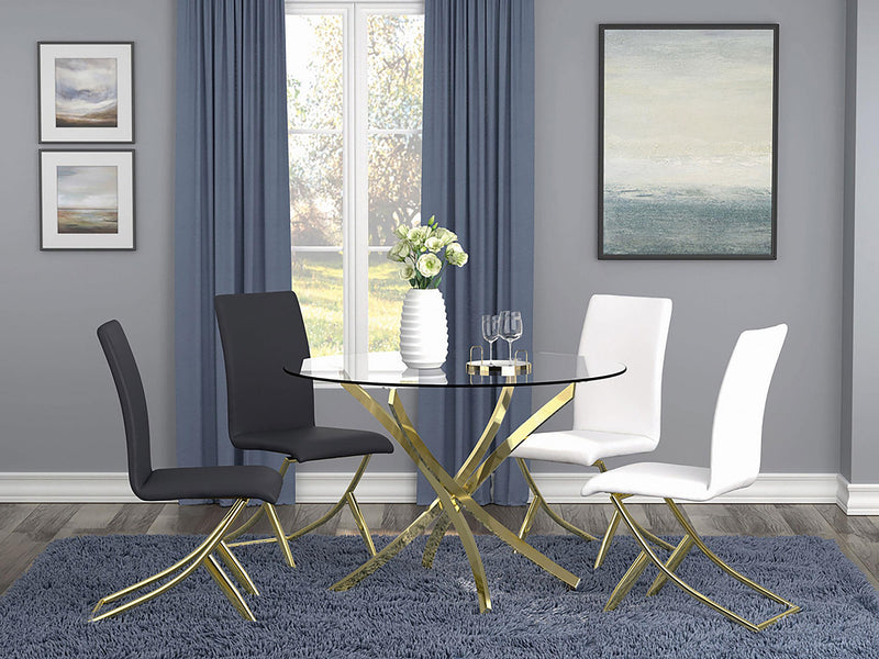Beckham Round 46-inch Glass Top Dining Table Brass - detail 5