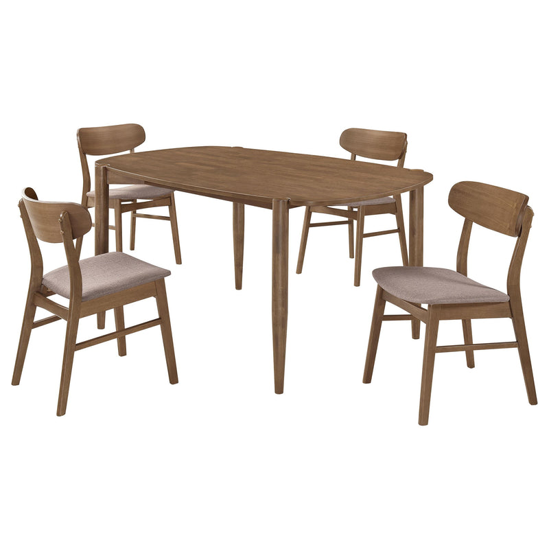 Dortch 5-piece Oval Solid Wood Dining Set Walnut - alternate view