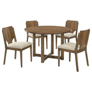 Crestmore 5-piece 46-inch Round Wood Dining Table Set Walnut - alternate view