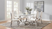 Antoine 7-piece Rectangular Glass Top Dining Table Set White