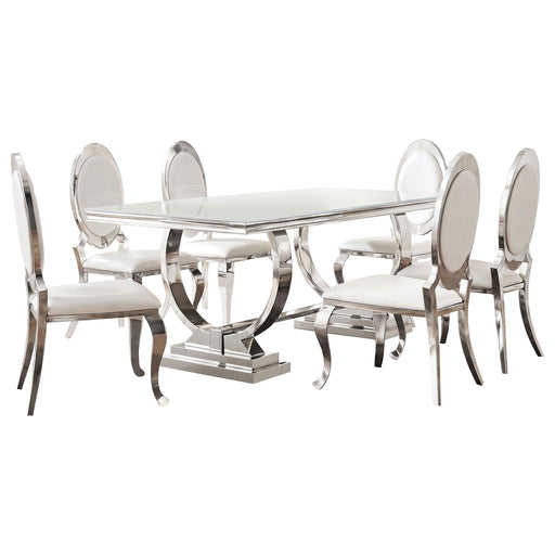 Antoine 7-piece Rectangular Glass Top Dining Table Set White - alternate view