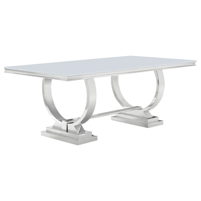Antoine 7-piece Rectangular Glass Top Dining Table Set White - detail 3